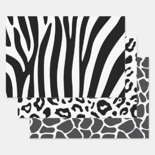 Blätter Wrapping Paper Zebra Leopard Giraffe Print