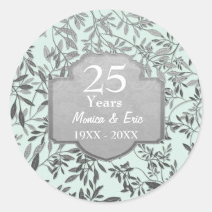 Blätter zum 25. Hochzeitstag Runder Aufkleber