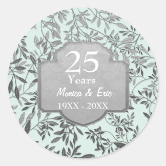 Blätter zum 25. Hochzeitstag Runder Aufkleber