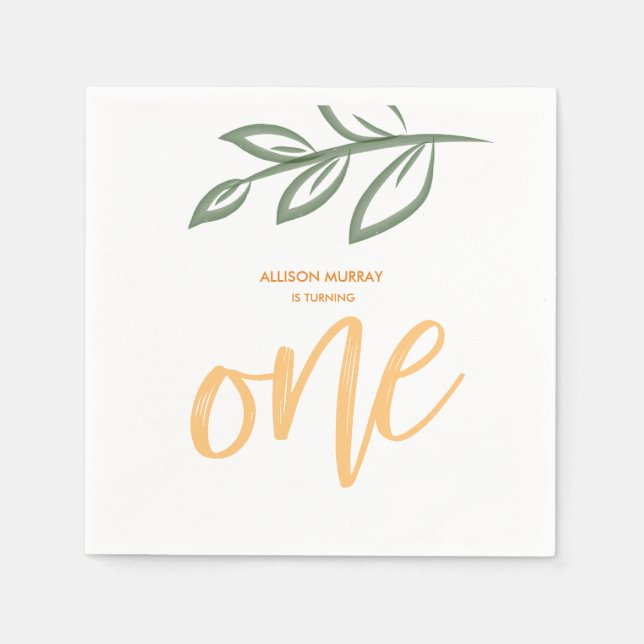 Blätter zum ersten Geburtstag Niedlich Doodle Pain Serviette (Vorderseite)