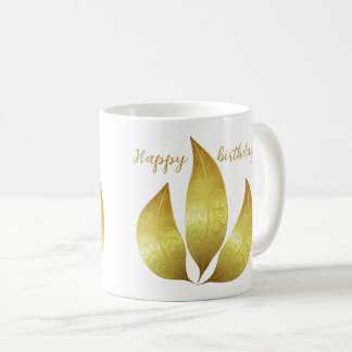 Blätter zum Geburtstag von Happy Geburtstag Golden Kaffeetasse