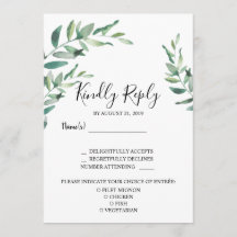 Blätter zum Hochzeitsessen RSVP