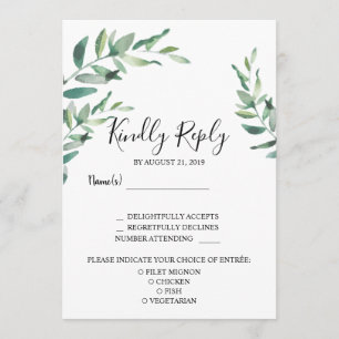 Blätter zum Hochzeitsessen RSVP Einladung