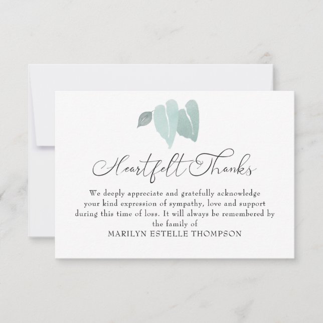 Blätter zur Beerdigung Memorial Watercolor Broken  Dankeskarte (Vorderseite)