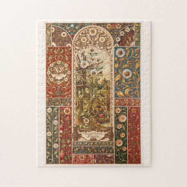 Blätter zur Blume Jugendstil-Blumenmuster Puzzle (Vertikal)