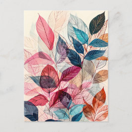 Blätter zur Illustration von pastellfarbenem Wasse Postkarte