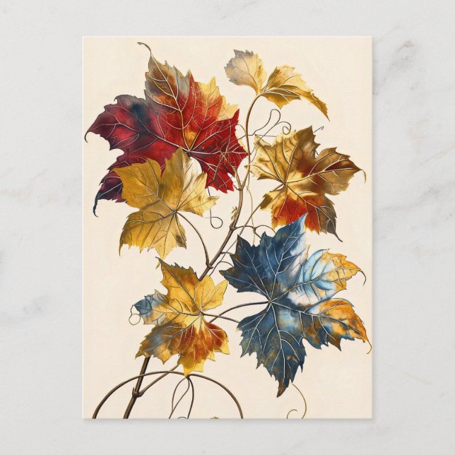 Blätter zur Illustration von pastellfarbenem Wasse Postkarte (Vorderseite)