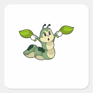 Blätter zur Raupe Quadratischer Aufkleber