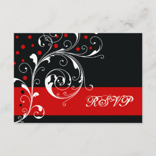 Blätterblätterblatt schwarz, rote Hochzeit RSVP Karte