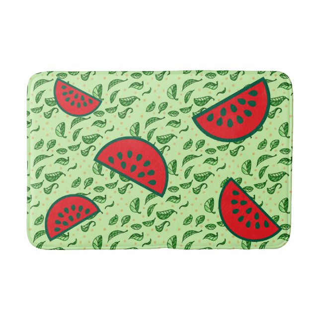 Blättermuster und Wassermelonen Badematte (Vorderseite)