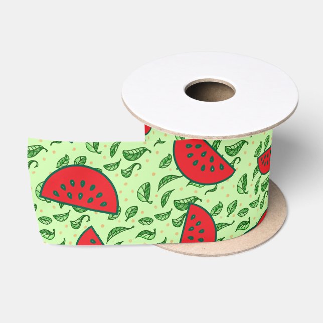 Blättermuster und Wassermelonen Satinband (Spule)