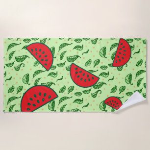 Blättermuster und Wassermelonen Strandtuch