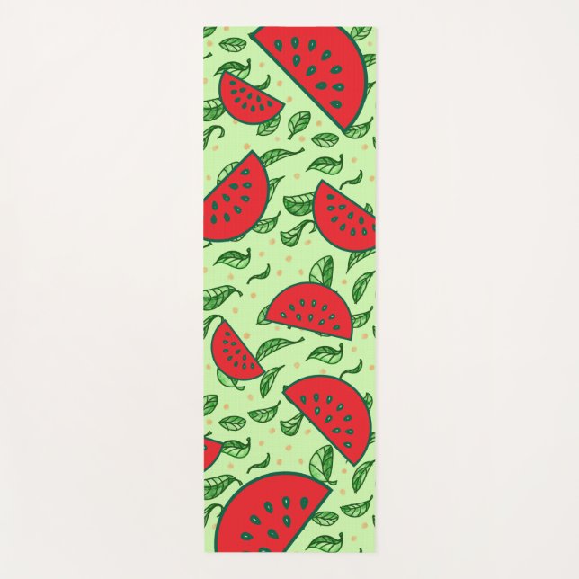 Blättermuster und Wassermelonen Yogamatte (Vorderseite)