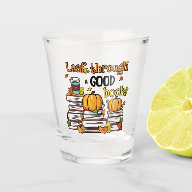 Blättern durch ein gutes Buch Schnapsglas (Vorderseite)