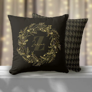 Blattgold-Monogramm Buchstabe Z Kissen
