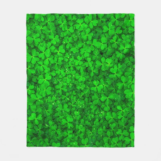 Blattklee grüne Kleeblatt Fleecedecke (Vorderseite)