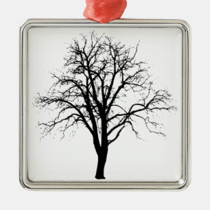 Blattloser Baum in der Winter-Silhouette Ornament Aus Metall