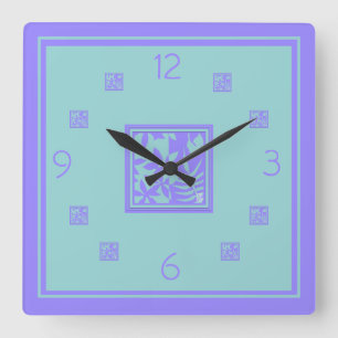 Blattmotiv Quadratische Wanduhr