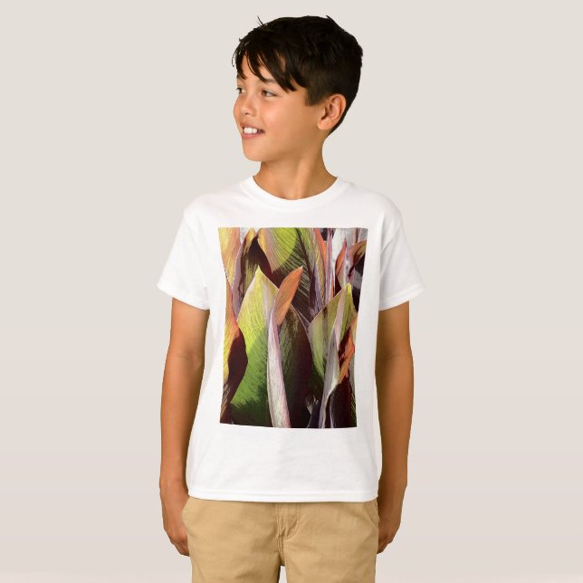 Blattmuster botanisches Thema T-Shirt (Vorne ganz)