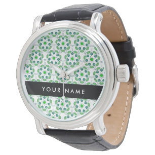 Blattmuster, grüne Blätter, Ihr Name Armbanduhr
