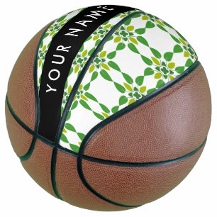 Blattmuster, grüne Blätter, Ihr Name Basketball