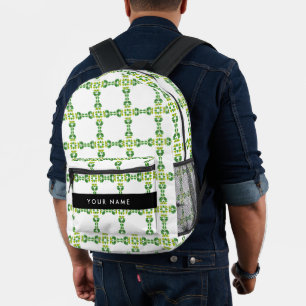 Blattmuster, grüne Blätter, Ihr Name Bedruckter Rucksack
