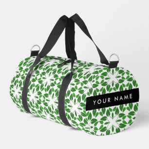 Blattmuster, grüne Blätter, Ihr Name Duffle Bag
