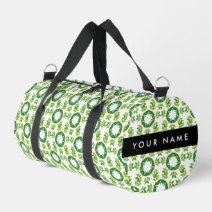 Blattmuster, grüne Blätter, Ihr Name Duffle Bag