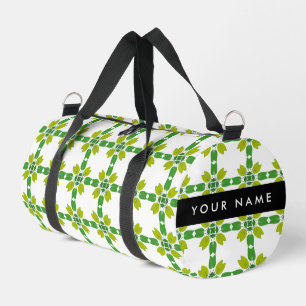 Blattmuster, grüne Blätter, Ihr Name Duffle Bag