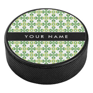 Blattmuster, grüne Blätter, Ihr Name Eishockey Puck