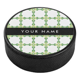 Blattmuster, grüne Blätter, Ihr Name Eishockey Puck