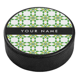 Blattmuster, grüne Blätter, Ihr Name Eishockey Puck