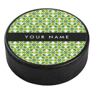 Blattmuster, grüne Blätter, Ihr Name Eishockey Puck