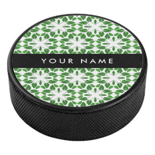 Blattmuster, grüne Blätter, Ihr Name Eishockey Puck