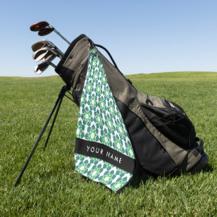 Blattmuster, grüne Blätter, Ihr Name Golfhandtuch