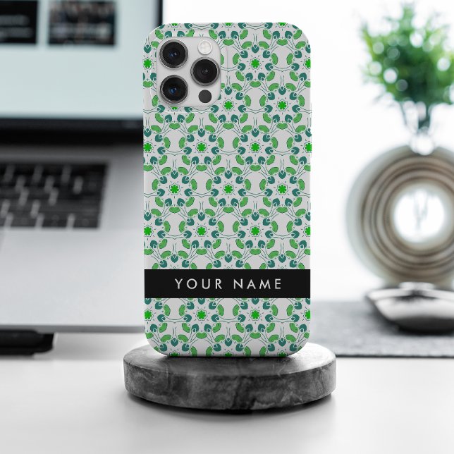Blattmuster, grüne Blätter, Ihr Name iPhone Hülle (Von Creator hochgeladen)