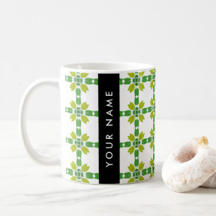 Blattmuster, grüne Blätter, Ihr Name Kaffeetasse