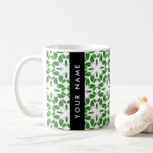 Blattmuster, grüne Blätter, Ihr Name Kaffeetasse
