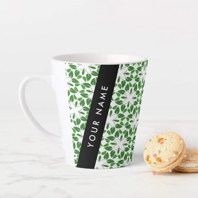 Blattmuster, grüne Blätter, Ihr Name Milchtasse (Beispiel)