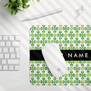 Blattmuster, grüne Blätter, Ihr Name Mousepad
