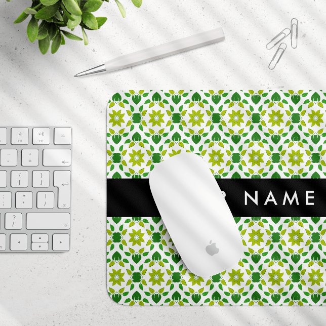 Blattmuster, grüne Blätter, Ihr Name Mousepad (Von Creator hochgeladen)