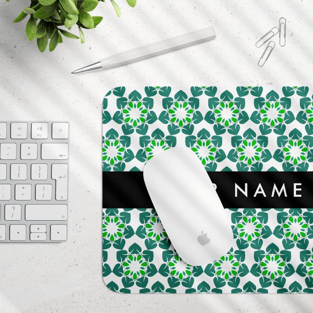 Blattmuster, grüne Blätter, Ihr Name Mousepad (Von Creator hochgeladen)