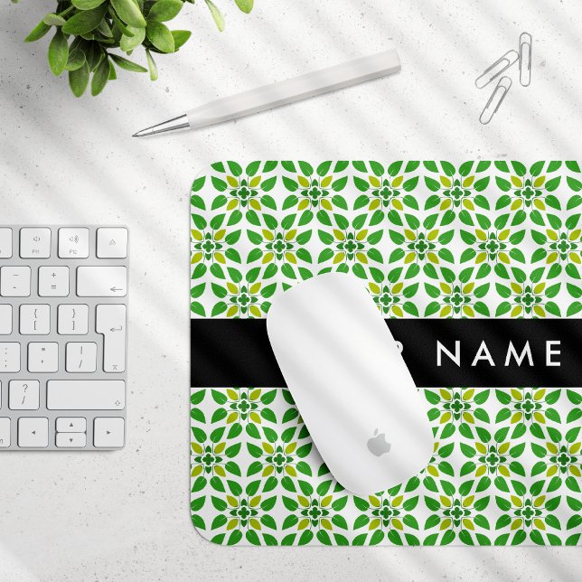 Blattmuster, grüne Blätter, Ihr Name Mousepad (Von Creator hochgeladen)
