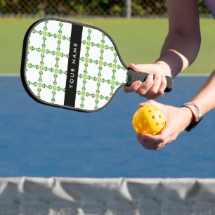 Blattmuster, grüne Blätter, Ihr Name Pickleball Schläger