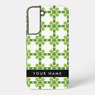 Blattmuster, grüne Blätter, Ihr Name Samsung Galaxy Hülle