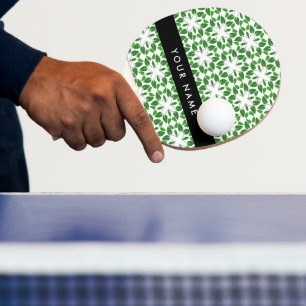 Blattmuster, grüne Blätter, Ihr Name Tischtennis Schläger