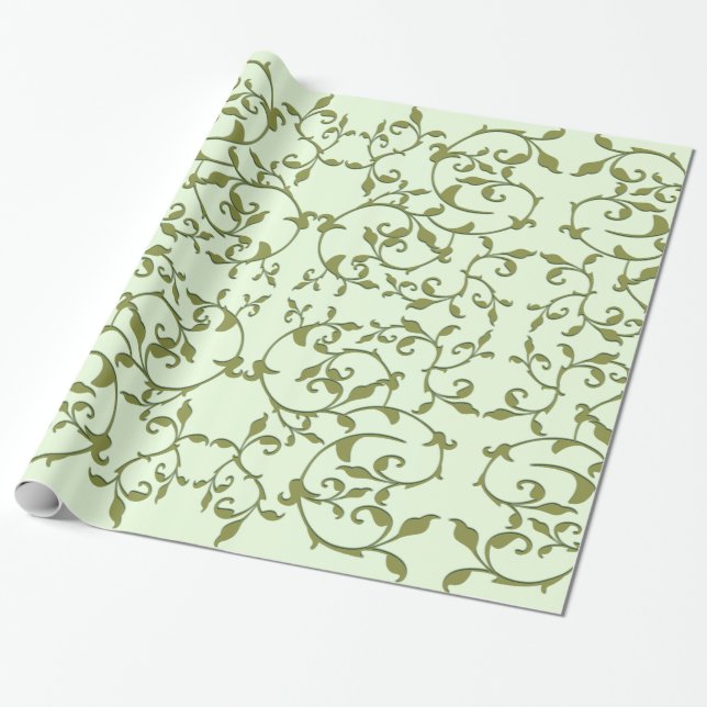 Blattmuster mit Olivenblättern Geschenkpapier (Ungerollt)