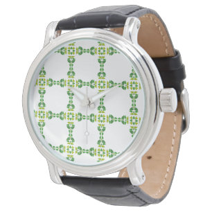Blattmuster, Muster aus Blättern, grüne Blätter Armbanduhr
