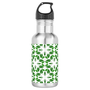 Blattmuster, Muster aus Blättern, grüne Blätter Edelstahlflasche