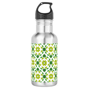 Blattmuster, Muster aus Blättern, grüne Blätter Edelstahlflasche